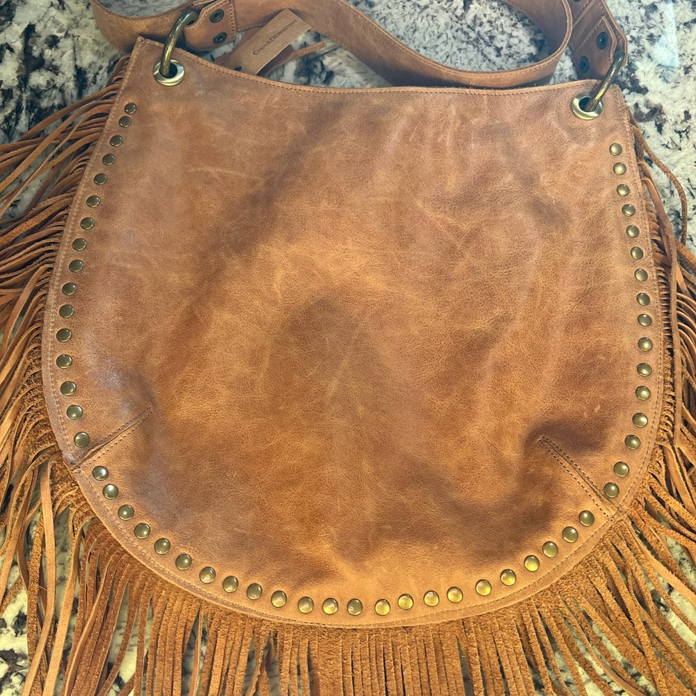 Boho Chic Fringed Brown Leather Shoulder Bag